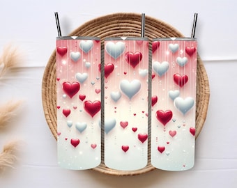 Valentines Day Tumbler Wrap, 20 oz Skinny Tumbler Wrap, Hearts Tumbler Wrap, Love Tumbler Wrap, Sublimation Designs, Digital Download