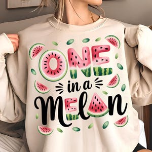 One In A Melon PNG, T-Shirt Designs, Watermelon PNG, Watermelon Clipart, Cute Summer PNG, Funny Summer Png, Summer Clipart, Digital Download