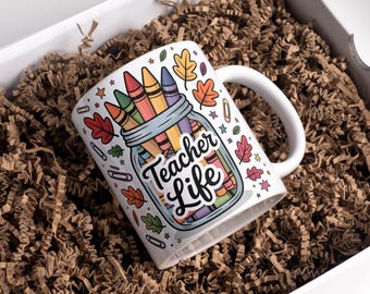 Teacher Life Mug Wrap 11oz & 15oz Teacher Coffee Mug PNG Teacher Mug Wrap Teacher Gift Mug Teacher Appreciation Designs Digital Download