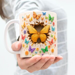 Butterfly Mug Wrap, 11oz & 15oz Butterfly Coffee Mug PNG, Butterfly Cup Wrap, Butterfly Wrap PNG, Floral Spring Mug Wrap, Digital Download