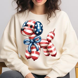 America Balloon Dog PNG T-Shirt Designs Patriotic Dog Png Americana PNG July 4th Png USA Png Balloon Animal Shirt Digital Download