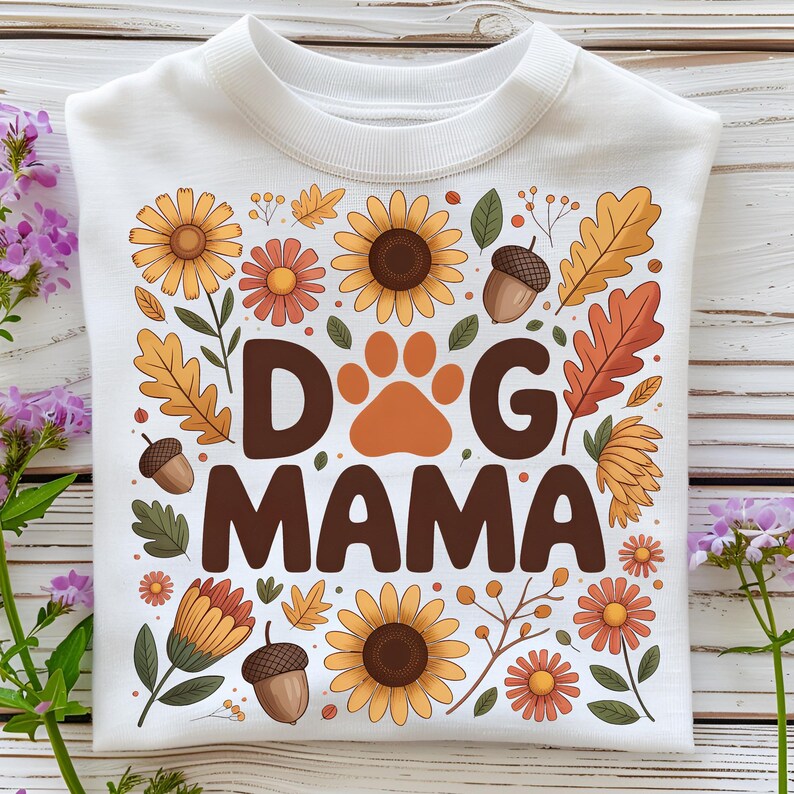 Dog Mama PNG T-Shirt Design Autumn PNG Trending PNG Dog Mom Png Dog Lover Png Popular Png  Boho Fall Png Sublimation Design Digital Download