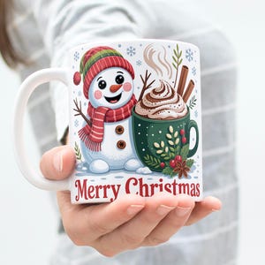 Merry Christmas Mug Wrap 11 oz & 15 oz Coffee Mug PNG Christmas Mug Png Snowman Mug Wrap Hot Cocoa Mug Sublimation Designs Digital Download