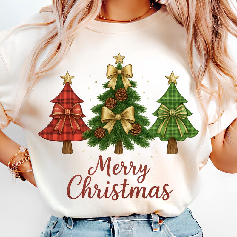 Merry Christmas PNG TShirt Design Christmas Tree PNG Christmas Shirt PNG Christmas Png Christmas Bow Png Sublimation Design Digital Download
