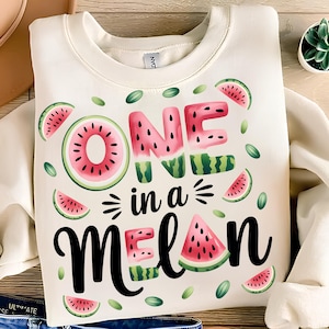 One In A Melon PNG, T-Shirt Designs, Watermelon PNG, Watermelon Clipart, Cute Summer PNG, Funny Summer Png, Summer Clipart, Digital Download