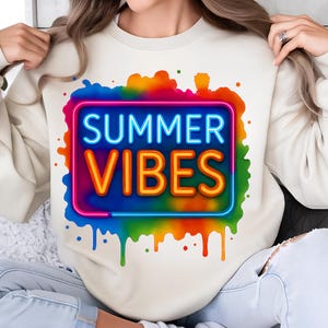 Summer Vibes PNG T-Shirt Design Neon Summer PNG Summer Png Design Summer Clipart Summer Shirt Trending Sublimation Designs Digital Download