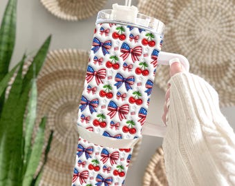 America Flag Coquette Bow 40oz Tumbler Wrap, USA Tumbler Wrap, America Tumbler Wrap, American Flag Wrap,4th Of July Tumbler,Digital Download