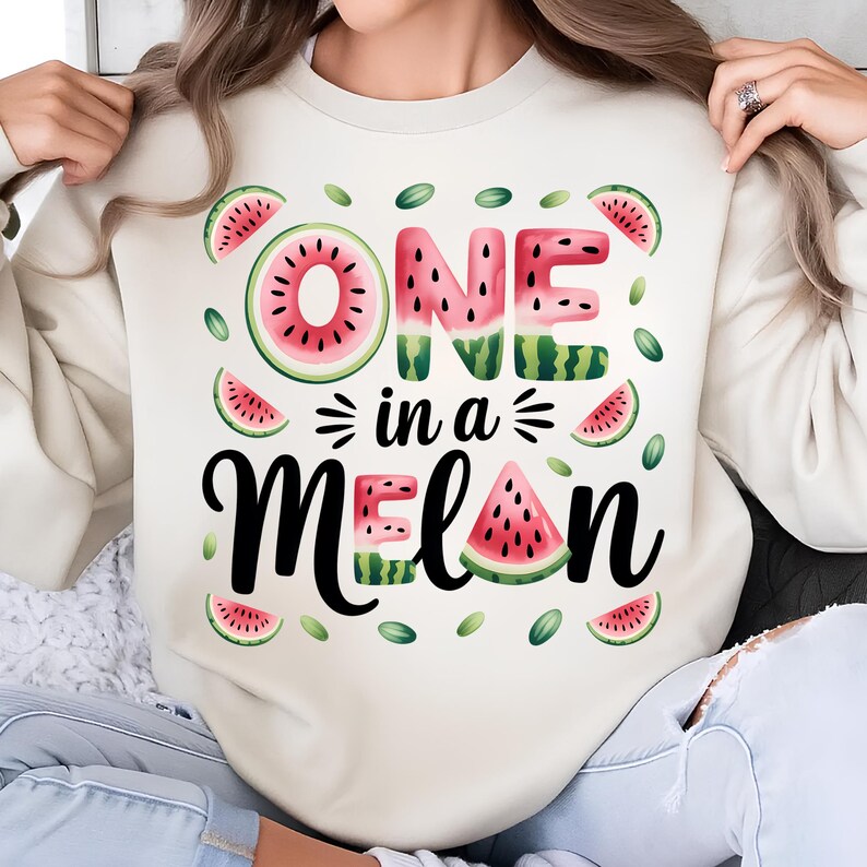 One In A Melon PNG, T-Shirt Designs, Watermelon PNG, Watermelon Clipart, Cute Summer PNG, Funny Summer Png, Summer Clipart, Digital Download