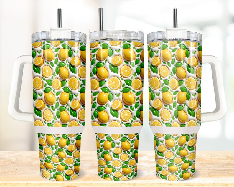 Inflated Lemon 40oz Tumbler Wrap, Summer Tumbler Wrap, Fruit Tumbler Wrap, Trendy Tumbler Wrap, Stanley 40oz Tumbler, Digital Download