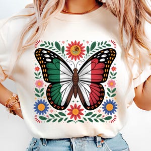 Mexico Butterfly PNG T-Shirt Design Mexico Flag PNG Mexican PNG Mexican Flag Png Mexican Shirt Png Sublimation Designs Digital Download