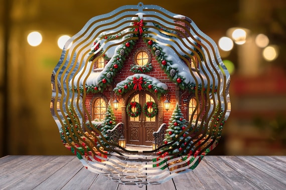 Christmas Wind Spinner PNG Sublimation Spinner Design 10 Inch & 8 Inch Christmas Spinner PNG Christmas House Wind Spinner Digital Download