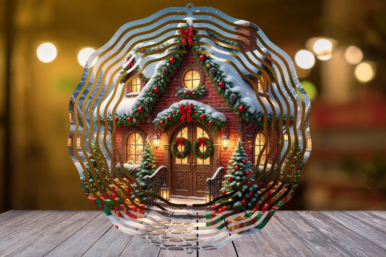 Christmas Wind Spinner PNG Sublimation Spinner Design 10 Inch & 8 Inch Christmas Spinner PNG Christmas House Wind Spinner Digital Download
