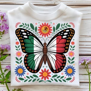 Mexico Butterfly PNG T-Shirt Design Mexico Flag PNG Mexican PNG Mexican Flag Png Mexican Shirt Png Sublimation Designs Digital Download