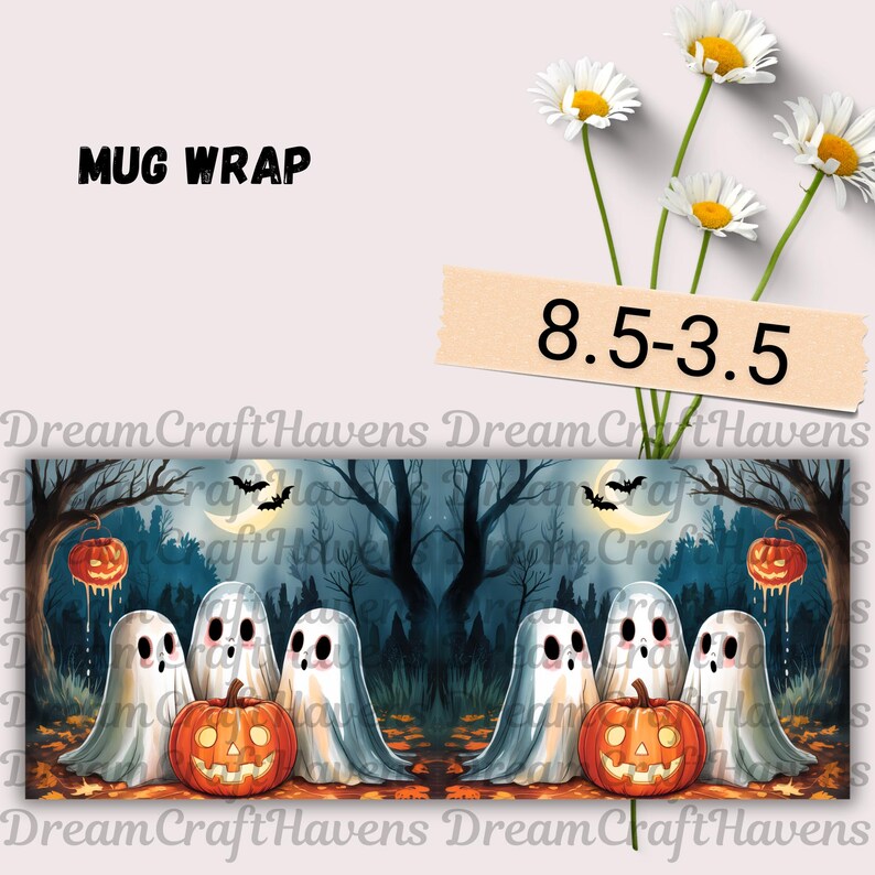 Halloween Mug Wrap PNG 11 oz & 15oz Coffee Mug PNG Pumpkin Mug Wrap Bats Ghost Mug Wrap Spooky Mug Wrap Sublimation Designs Digital Download