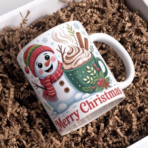 Merry Christmas Mug Wrap 11 oz & 15 oz Coffee Mug PNG Christmas Mug Png Snowman Mug Wrap Hot Cocoa Mug Sublimation Designs Digital Download