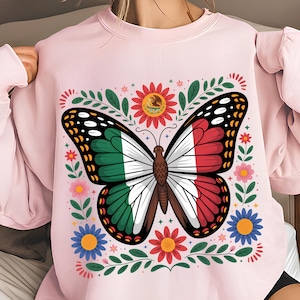 Mexico Butterfly PNG T-Shirt Design Mexico Flag PNG Mexican PNG Mexican Flag Png Mexican Shirt Png Sublimation Designs Digital Download