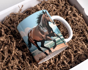 Horse Mug Wrap 11oz & 15oz Coffee Mug PNG 3D Mug Wrap 3D Horse Coffee Mug Watercolor Horse Sublimation Designs Digital Download