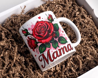 Mama mok wrap 11oz & 15oz koffiemok PNG bloem Moederdag mok wrap moeder dag mok wrap sublimatie ontwerpen digitale download