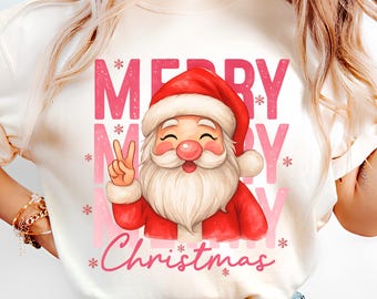 Preppy Christmas PNG T-Shirt Design Santa PNG Merry Christmas PNG Christmas Png Designs Christmas Shirt Sublimation Designs Digital Download