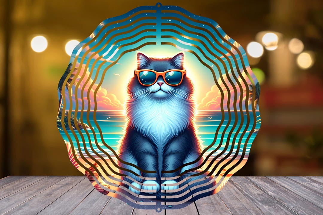 Cat Wind Spinner PNG Sublimation Spinner Design 10inch & 8 Inch Beach ...