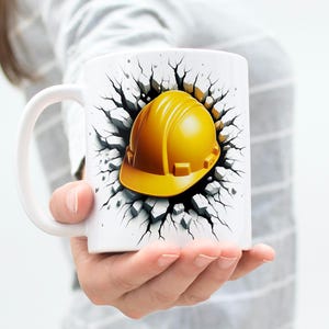 Safety Helmet Mug Wrap 11oz & 15oz Coffee Mug PNG Construction Mug Wrap 3D Mug Wrap Construction Worker Sublimation Designs Digital Download