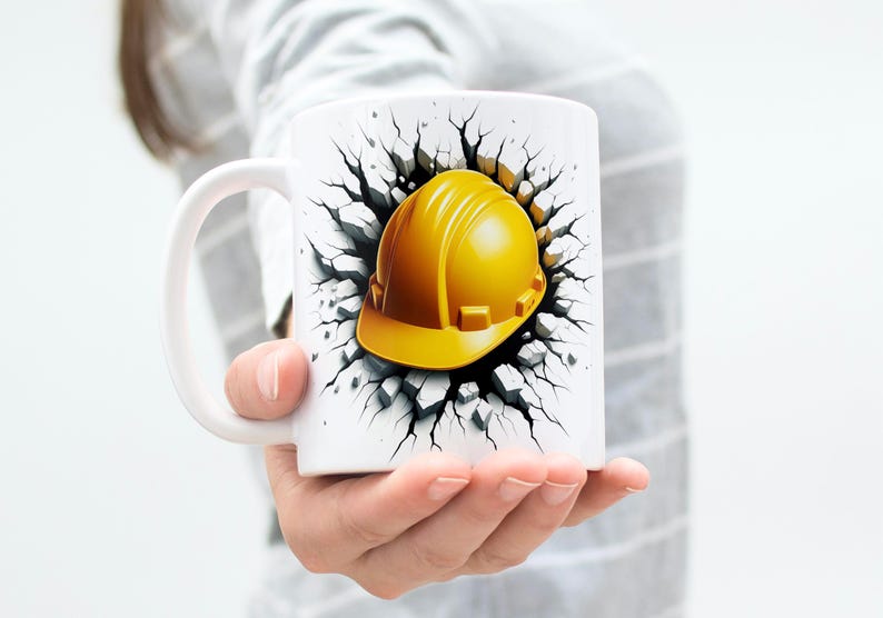 Safety Helmet Mug Wrap 11oz & 15oz Coffee Mug PNG Construction Mug Wrap 3D Mug Wrap Construction Worker Sublimation Designs Digital Download