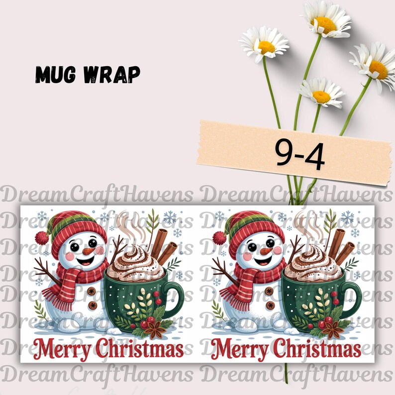 Merry Christmas Mug Wrap 11 oz & 15 oz Coffee Mug PNG Christmas Mug Png Snowman Mug Wrap Hot Cocoa Mug Sublimation Designs Digital Download