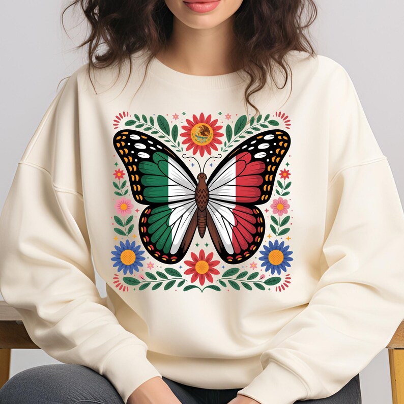 Mexico Butterfly PNG T-Shirt Design Mexico Flag PNG Mexican PNG Mexican Flag Png Mexican Shirt Png Sublimation Designs Digital Download