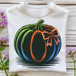 Neon Pumpkin Bow PNG T-Shirt Design Trendy Fall PNG Fall Design PNG Preppy Fall Png Pumpkin Png Sublimation Design Digital Download