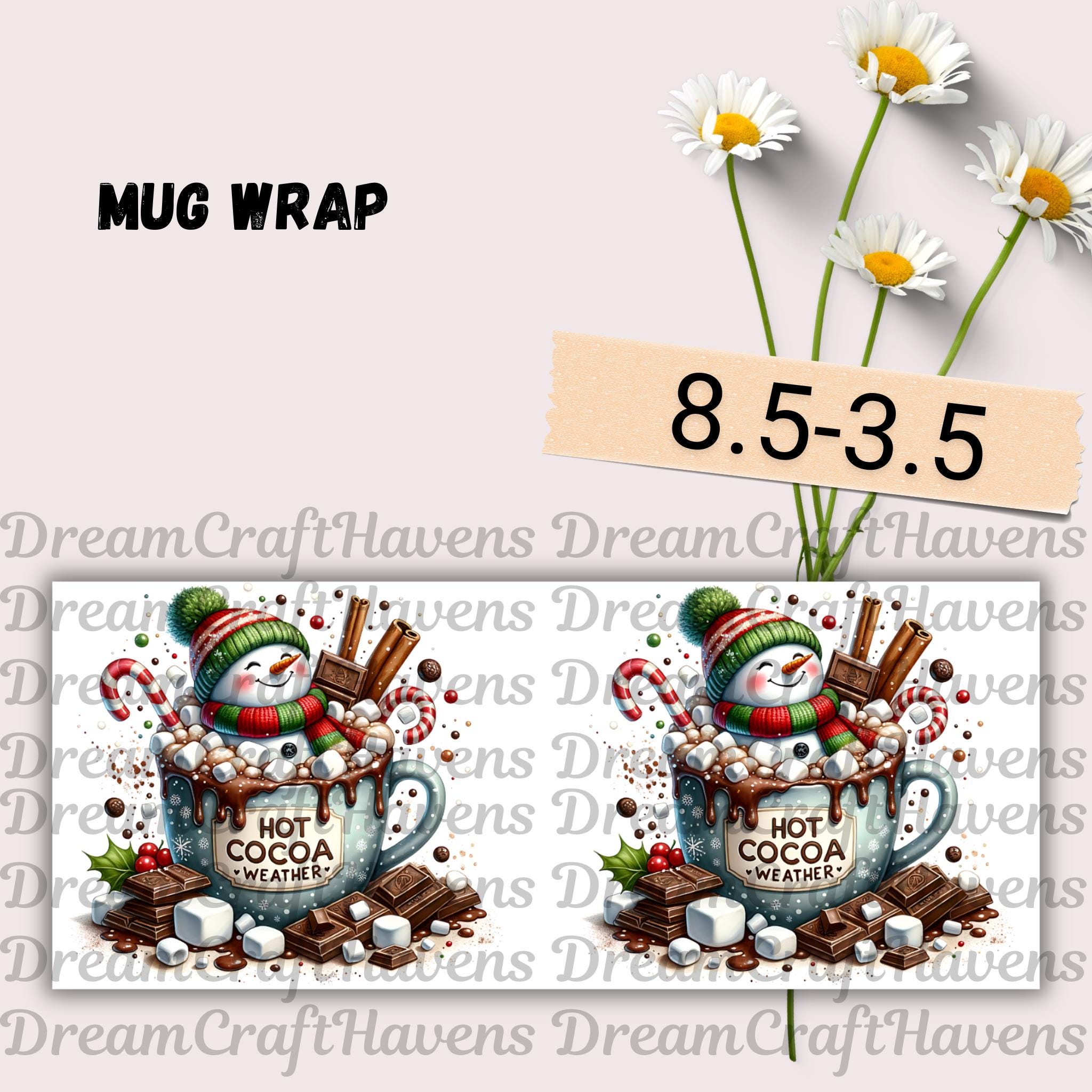 Christmas Mug Wrap 11 Oz & 15 Oz Christmas Coffee Mug PNG Hot Cocoa ...