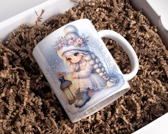 Weihnachtsbecherverpackung, 11 Unzen und 15 Unzen Weihnachtskaffeetasse PNG, Winterbecherverpackung, Schneeflockenbecherverpackung, Sublimationsdesigns, digitaler Download