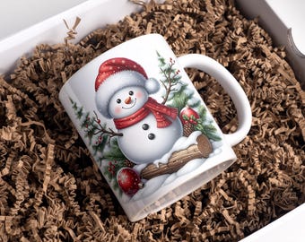 Christmas Mug Wrap 11oz & 15oz Christmas Coffee Mug PNG Snowman Mug Wrap Winter Mug Wrap Sublimation Designs Digital Download