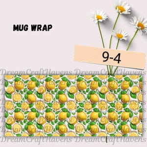 Inflated Lemon Mug Wrap, Summer Mug Wrap, Fruit Mug Wrap,  11oz & 15oz Coffee Mug PNG, Digital Download