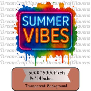 Summer Vibes PNG T-Shirt Design Neon Summer PNG Summer Png Design Summer Clipart Summer Shirt Trending Sublimation Designs Digital Download