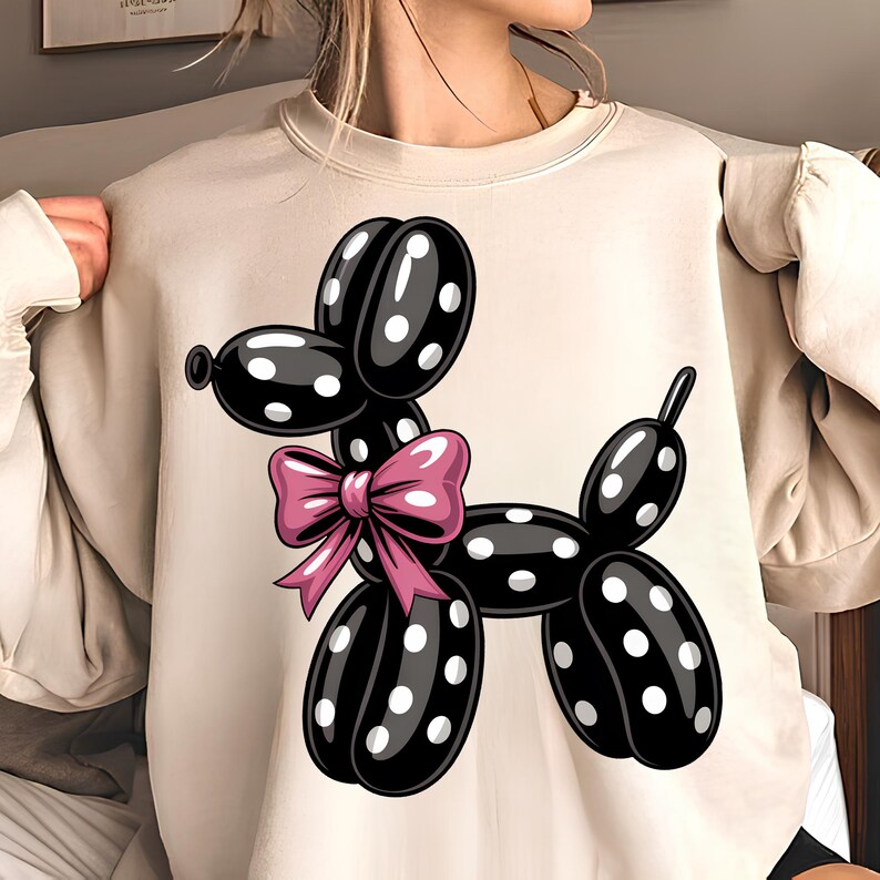 Polka Dot Balloon Dog PNG T-Shirt Design Polka Dot PNG Dog PNG Dog Lover PNG Coquette Bow Png Dog Mama Png Sublimation Digital Download
