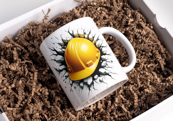 Safety Helmet Mug Wrap 11oz & 15oz Coffee Mug PNG Construction Mug Wrap 3D Mug Wrap Construction Worker Sublimation Designs Digital Download