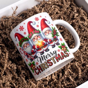 Julmuggspapper, jultomtenmuggspapper, julmugg PNG, 11oz och 15oz julkaffemugg PNG, god julmugg, digital nedladdning