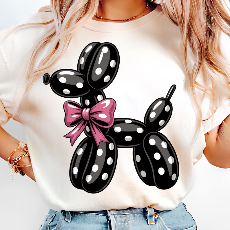 Polka Dot Balloon Dog PNG T-Shirt Design Polka Dot PNG Dog PNG Dog Lover PNG Coquette Bow Png Dog Mama Png Sublimation Digital Download