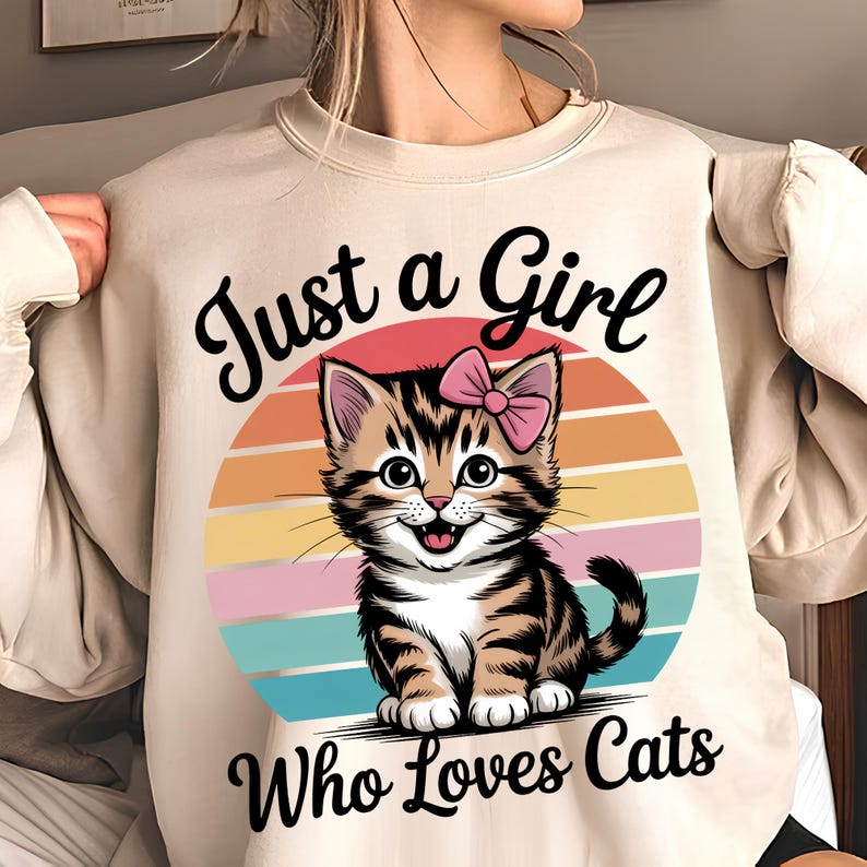 Just A Girl Who Loves Cats PNG T-Shirt Design Kitten Png Cat Clipart Trending PNG Cat Lover PNG Popular Sublimation Design Digital Download