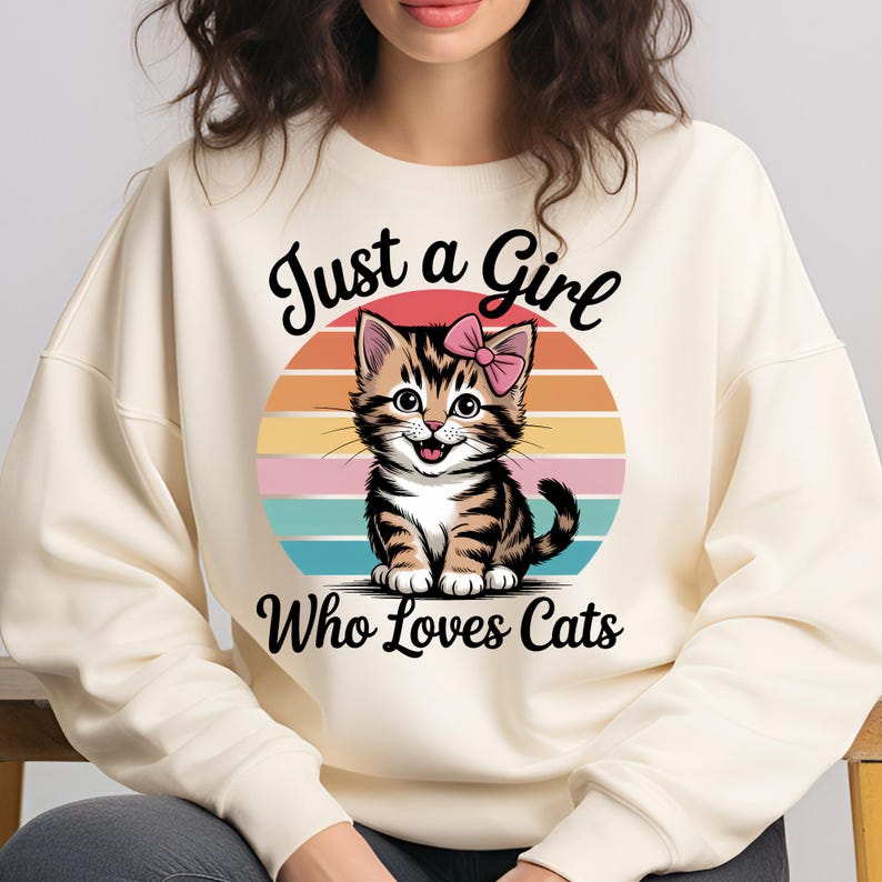 Just A Girl Who Loves Cats PNG T-Shirt Design Kitten Png Cat Clipart Trending PNG Cat Lover PNG Popular Sublimation Design Digital Download