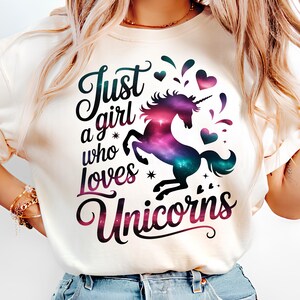 Just A Girl Who Loves Unicorns PNG T-Shirt Design Unicorn PNG Kids PNG Unicorn Girl Png Hearts Png Sublimation Designs Digital Download