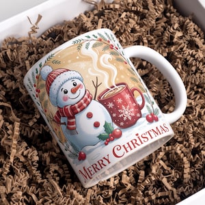 Christmas Mug Wrap PNG 11oz&15oz Coffee Mug PNG Christmas Mug PNG Merry Christmas Mug Snowman Mug Wrap Sublimation Designs Digital Download