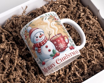 Tazza di Natale con stampa PNG, tazza da caffè da 11 e 15 once, tazza di Natale PNG, tazza di Buon Natale, tazza con pupazzo di neve, disegni a sublimazione, download digitale
