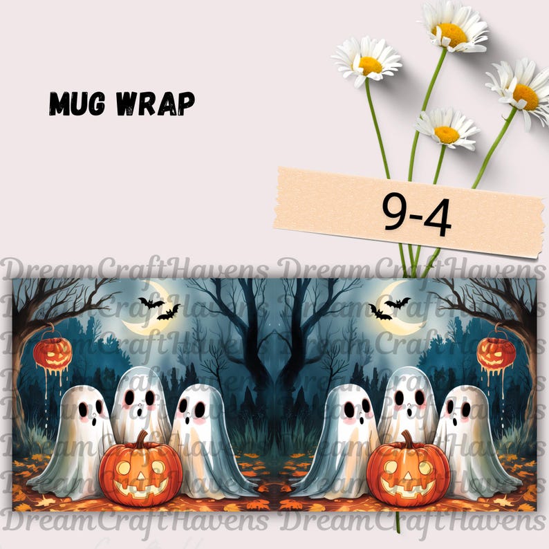 Halloween Mug Wrap PNG 11 oz & 15oz Coffee Mug PNG Pumpkin Mug Wrap Bats Ghost Mug Wrap Spooky Mug Wrap Sublimation Designs Digital Download