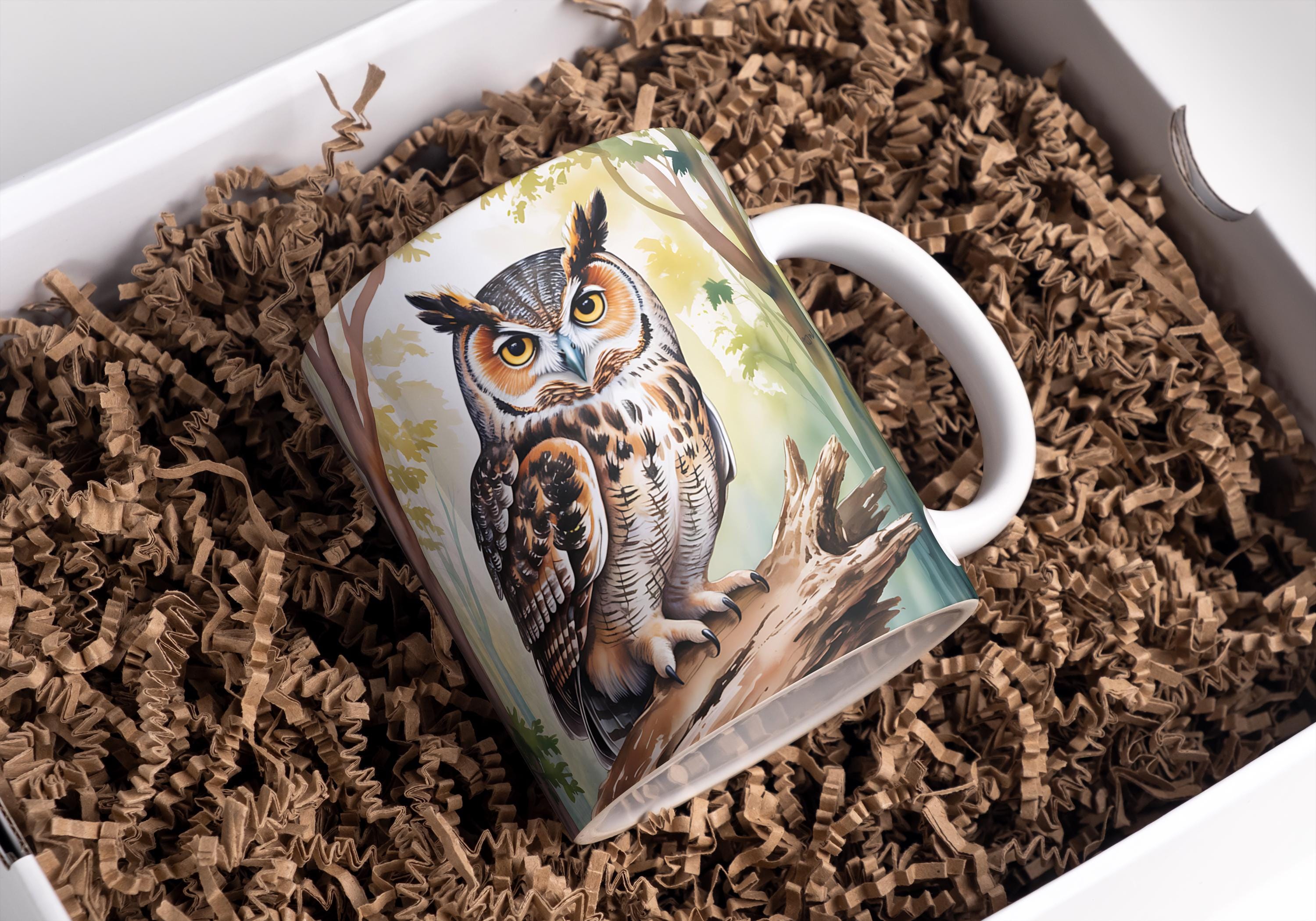 Owl Mug Wrap 11oz & 15oz Owl Coffee Mug PNG 3D Owl Sublimation Owl Coffee Cup Watercolor Owl Sub