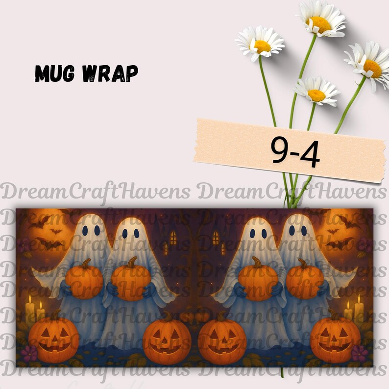 Halloween Mug Wrap PNG 11oz & 15oz Coffee Mug PNG Ghost Mug Wrap Fall Mug Png Autumn Mug Wrap Spooky Mug Sublimation Design Digital Download