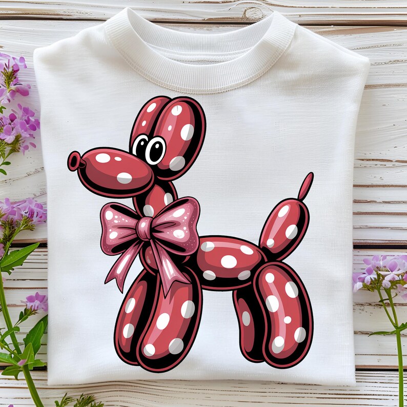 Polka Dot Balloon Dog PNG T-Shirt Design Polka Dot PNG Dog Mama Png Dog PNG Dog Lover Png Coquette Bow Sublimation Designs Digital Download