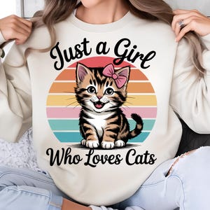 Just A Girl Who Loves Cats PNG T-Shirt Design Kitten Png Cat Clipart Trending PNG Cat Lover PNG Popular Sublimation Design Digital Download