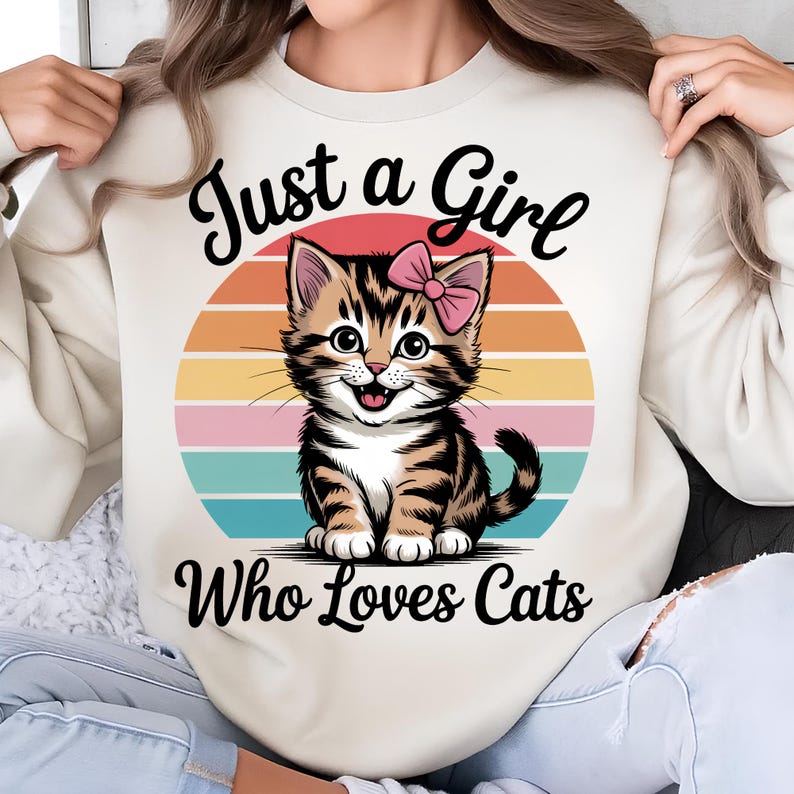 Just A Girl Who Loves Cats PNG T-Shirt Design Kitten Png Cat Clipart Trending PNG Cat Lover PNG Popular Sublimation Design Digital Download