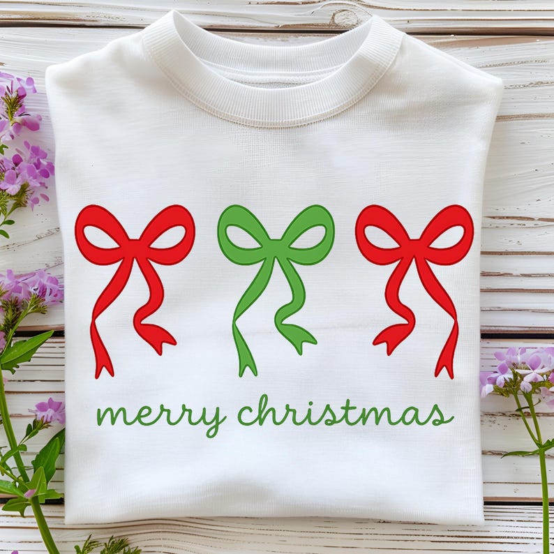 Christmas Bow PNG T-Shirt Design Preppy Christmas PNG Merry Christmas PNG Christmas Png Designs  Sublimation Designs Digital Download